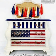 Load image into Gallery viewer, America American Flag Patriotic Transfer by Redesign with Prima, Furniture Transfer Rub on decal