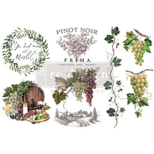 Load image into Gallery viewer, Wine transfer 3 sheets 6" X 12" each, Prima Redesign Transfer, Furniture Transfers, wine, Rub on decal