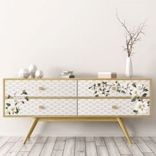 Load image into Gallery viewer, White Magnolia transfer 3 sheets 6" X 12" each, Prima Redesign Transfer, Furniture Transfers, White Magnolia, Rub on decal