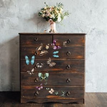 Load image into Gallery viewer, Butterfly transfer 3 sheets 6" X 12" each, Prima Redesign Transfer, Furniture Transfers, Butterfly, Rub on decal