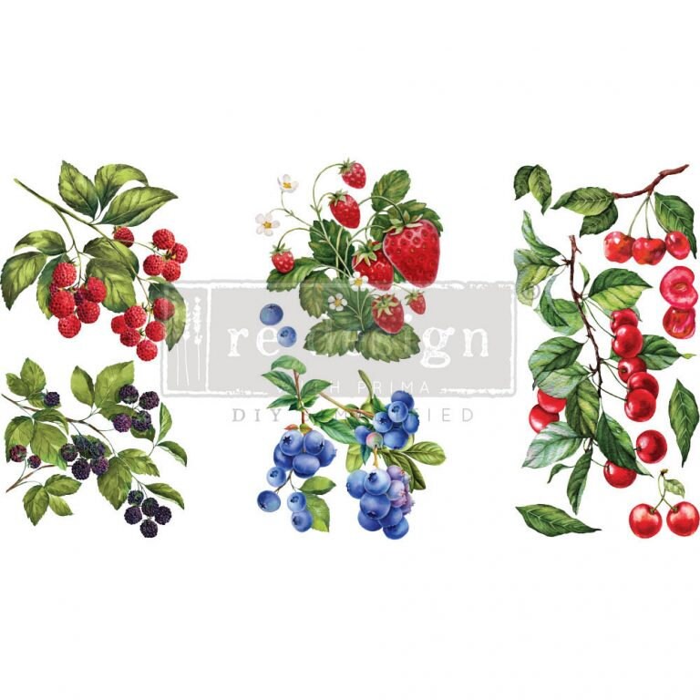 Sweet Berries | Rub On No Water Transfer | ReDesign with Prima | Small Decor Transfers for Furniture - New Release