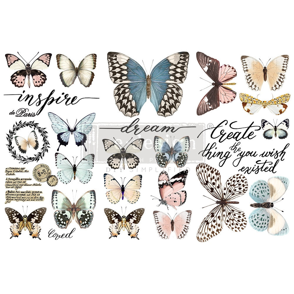 Papillon Collection Butterfly Transfer by Redesign with Prima, Furniture Transfer Rub on decal