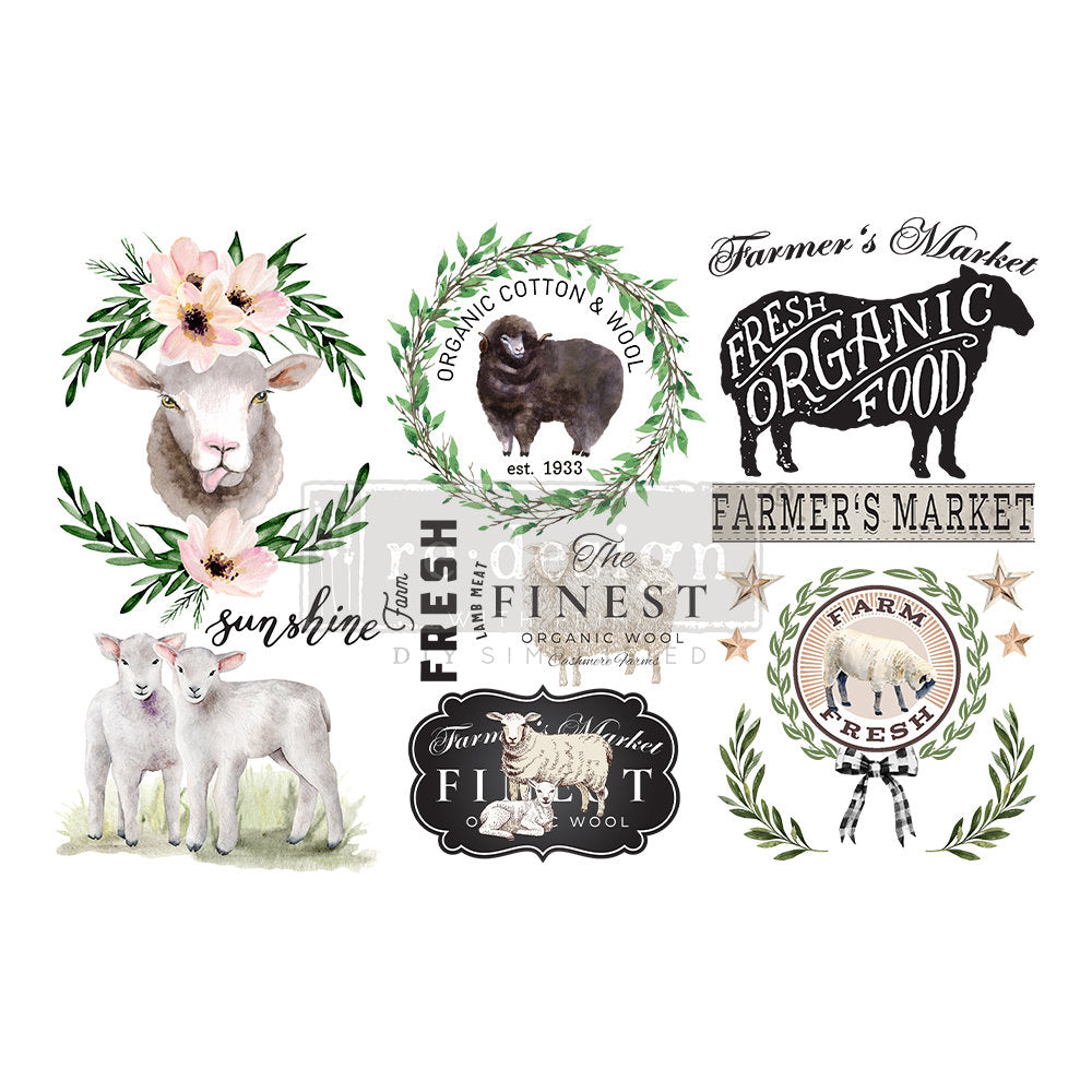 Sweet Lamb Farmhouse Transfer by Redesign with Prima, Furniture Transfer Rub on decal