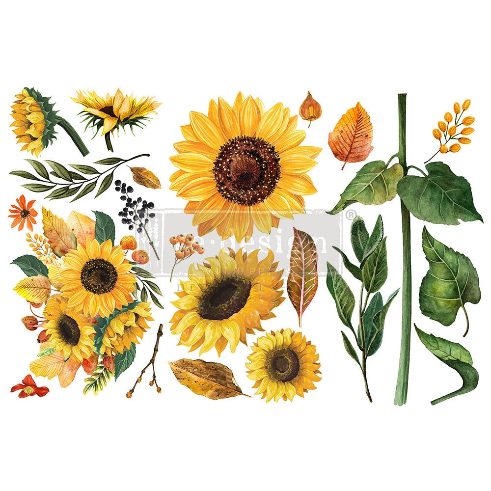 Sunflower Afternoon Transfer by Redesign with Prima, Furniture Transfer Rub on decal